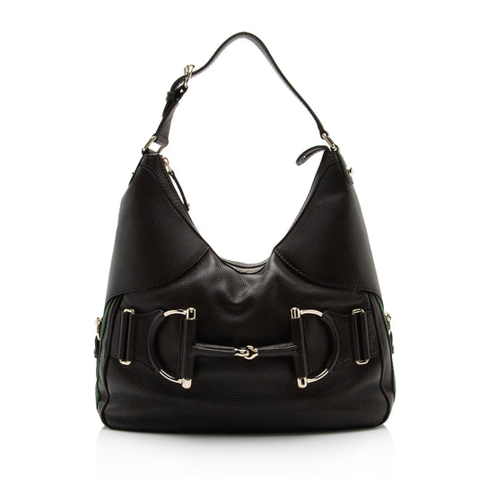 Gucci Leather Web Heritage Horsebit Large Hobo (SHF-mg2vZO)