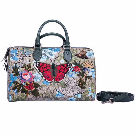 Gucci Lou Leather Canvas Shoulder Bag
