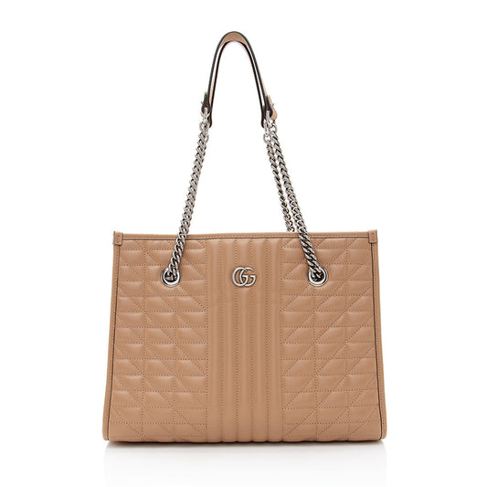 Gucci Matelasse Leather GG Marmont Aria Medium Tote (SHF-19528)