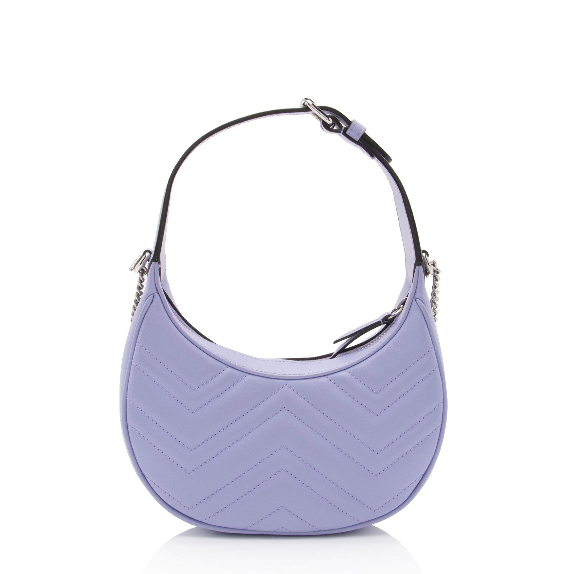 Gucci Matelasse Leather GG Marmont Half Moon Mini Shoulder Bag (SHF-OFIt7E)