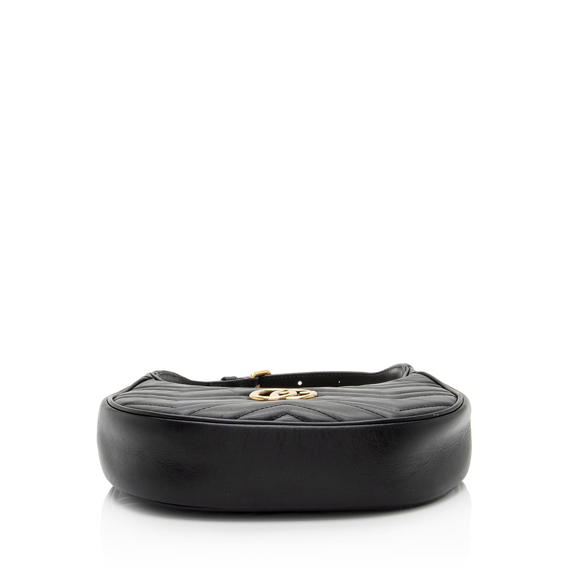 Gucci Matelasse Leather GG Marmont Half Moon Mini Shoulder Bag (SHF-KwqPFJ)