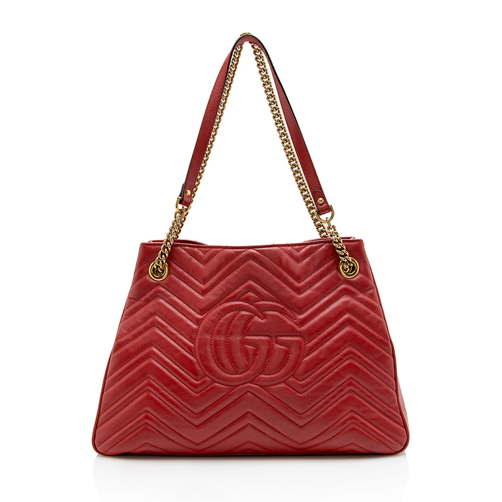 Gucci Matelasse Leather GG Marmont Medium Shoulder Bag (SHF-16326)