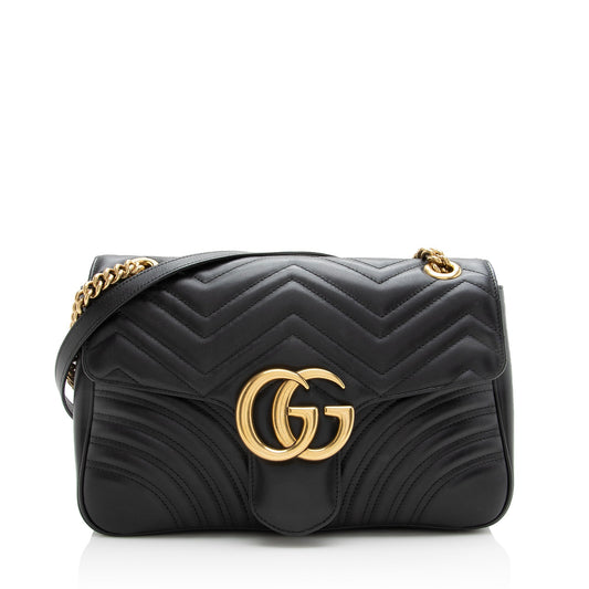 Gucci Matelasse Leather GG Marmont Medium Shoulder Bag (SHF-22884)
