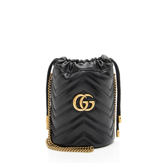 Gucci Matelasse Leather GG Marmont Mini Bucket Bag (SHF-81NEzE)