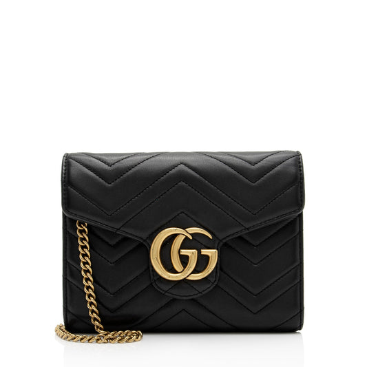 Gucci Matelasse Leather GG Marmont Mini Square Chain Bag (SHF-WW8qZG)