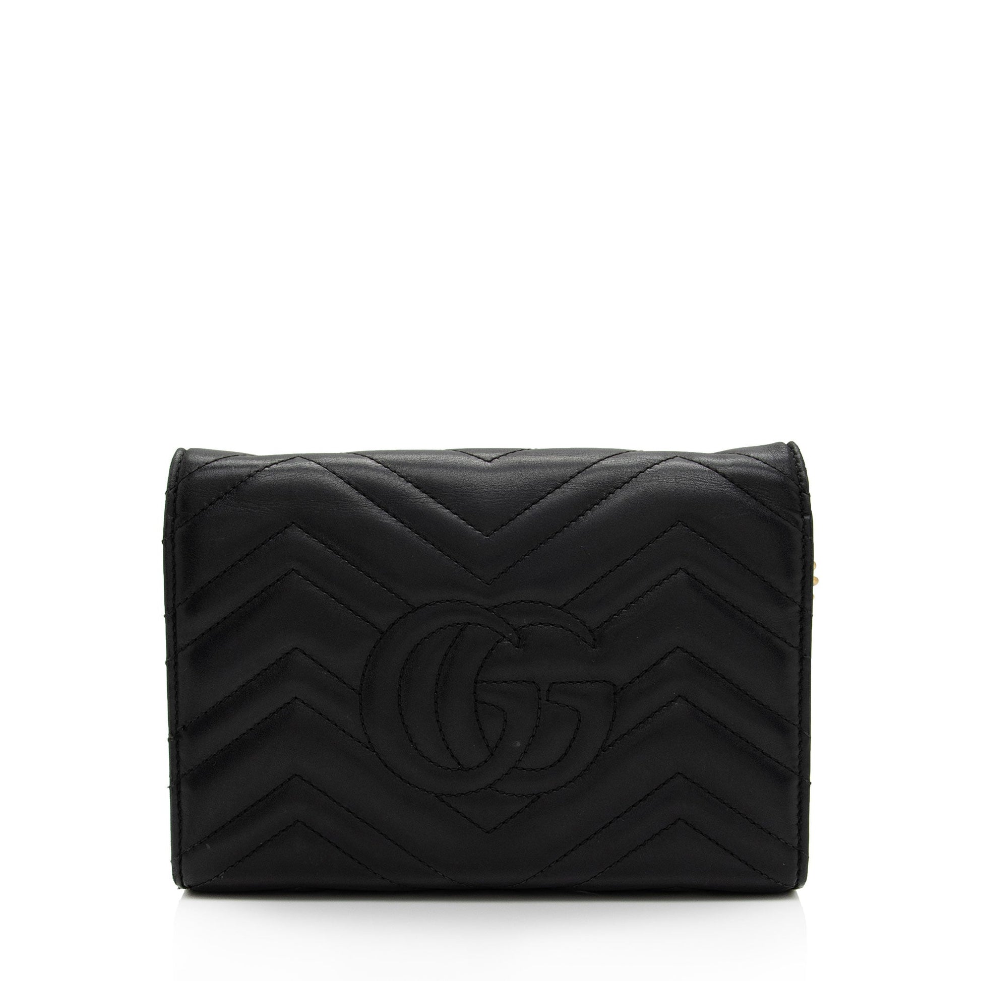 Gucci Matelasse Leather GG Marmont Mini Chain Shoulder Bag (SHF-KHf4XN)