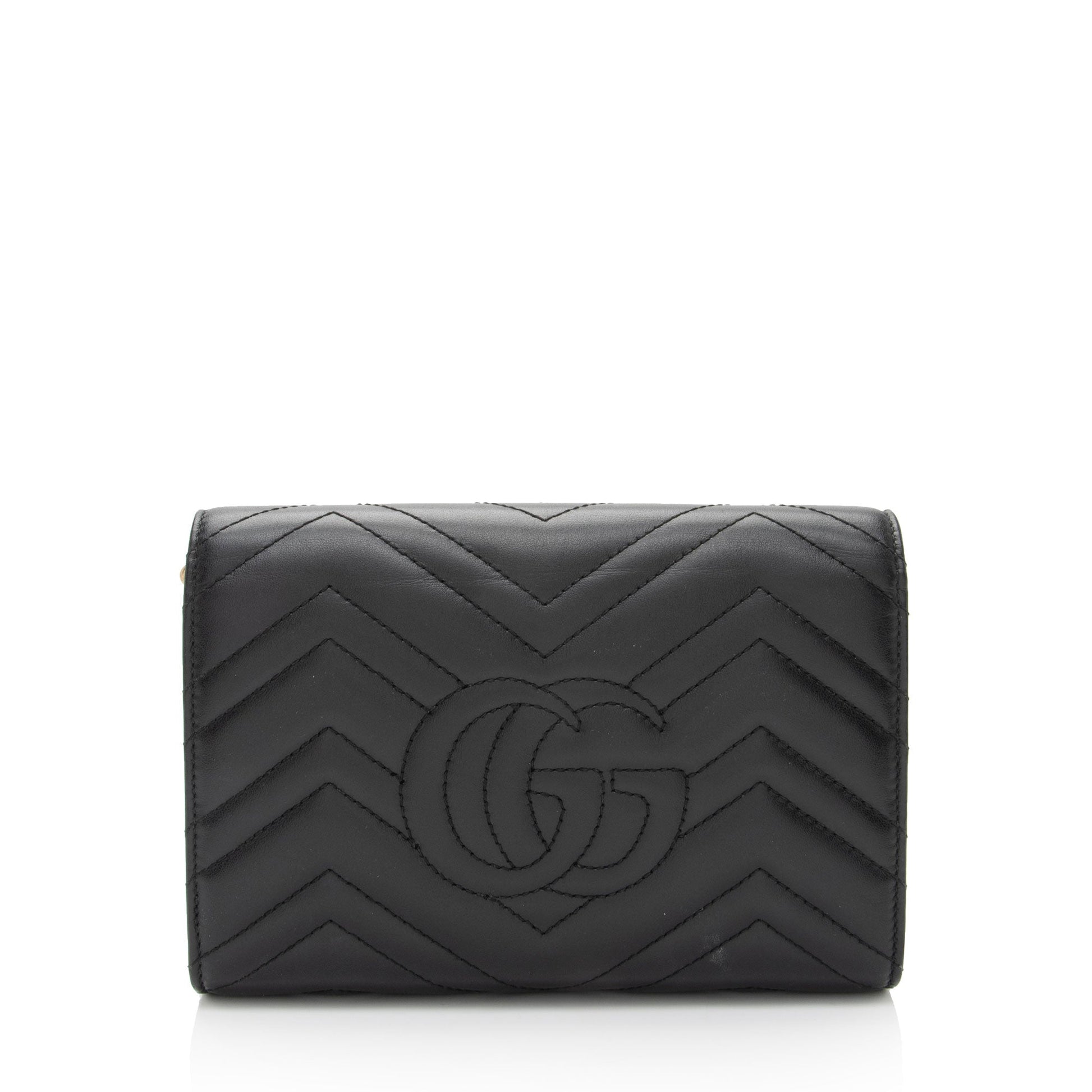 Gucci Matelasse Leather GG Marmont Mini Wallet on Chain Bag (SHF-LtbPoF)