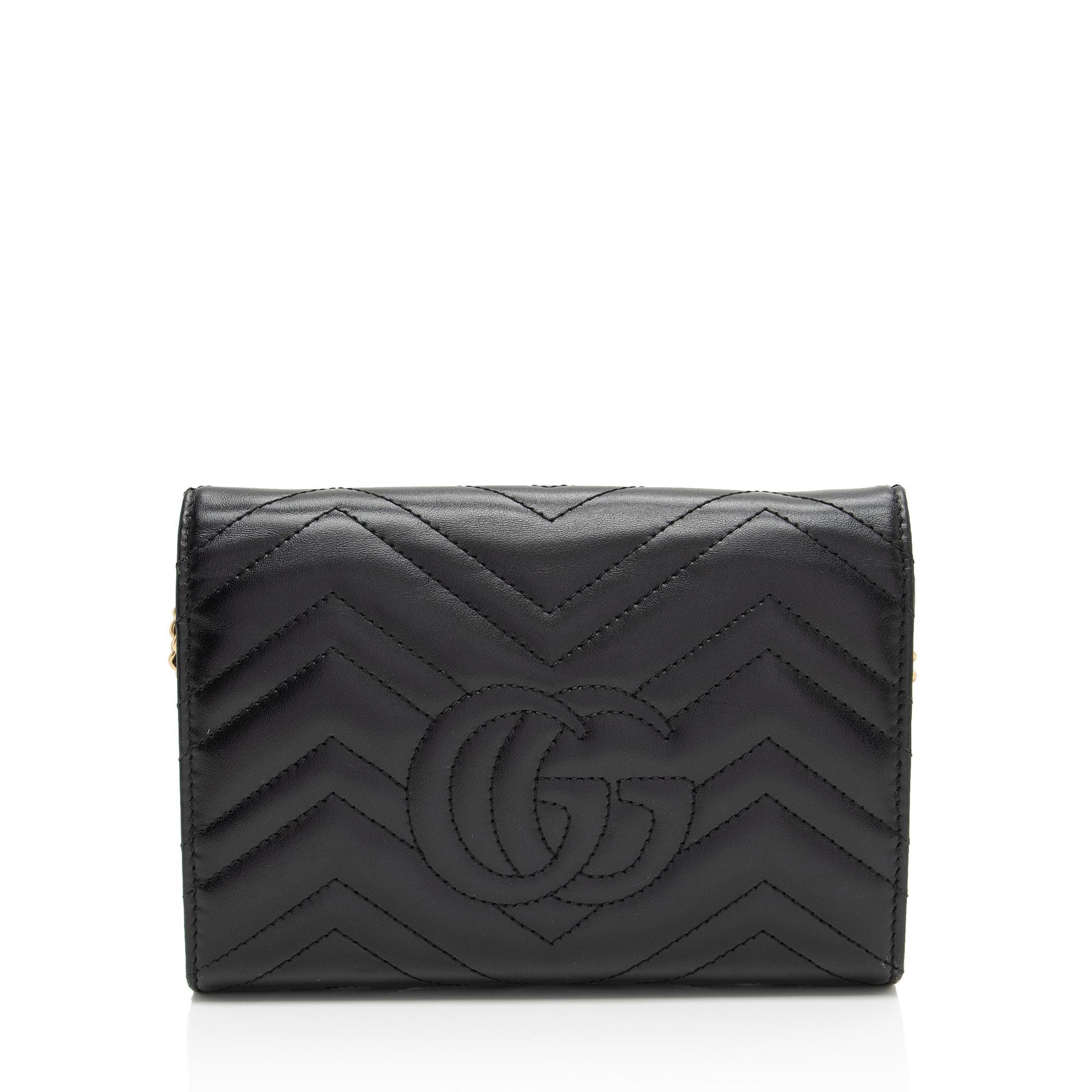 Gucci Matelasse Leather GG Marmont Mini Wallet on Chain (SHF-iDhqds)