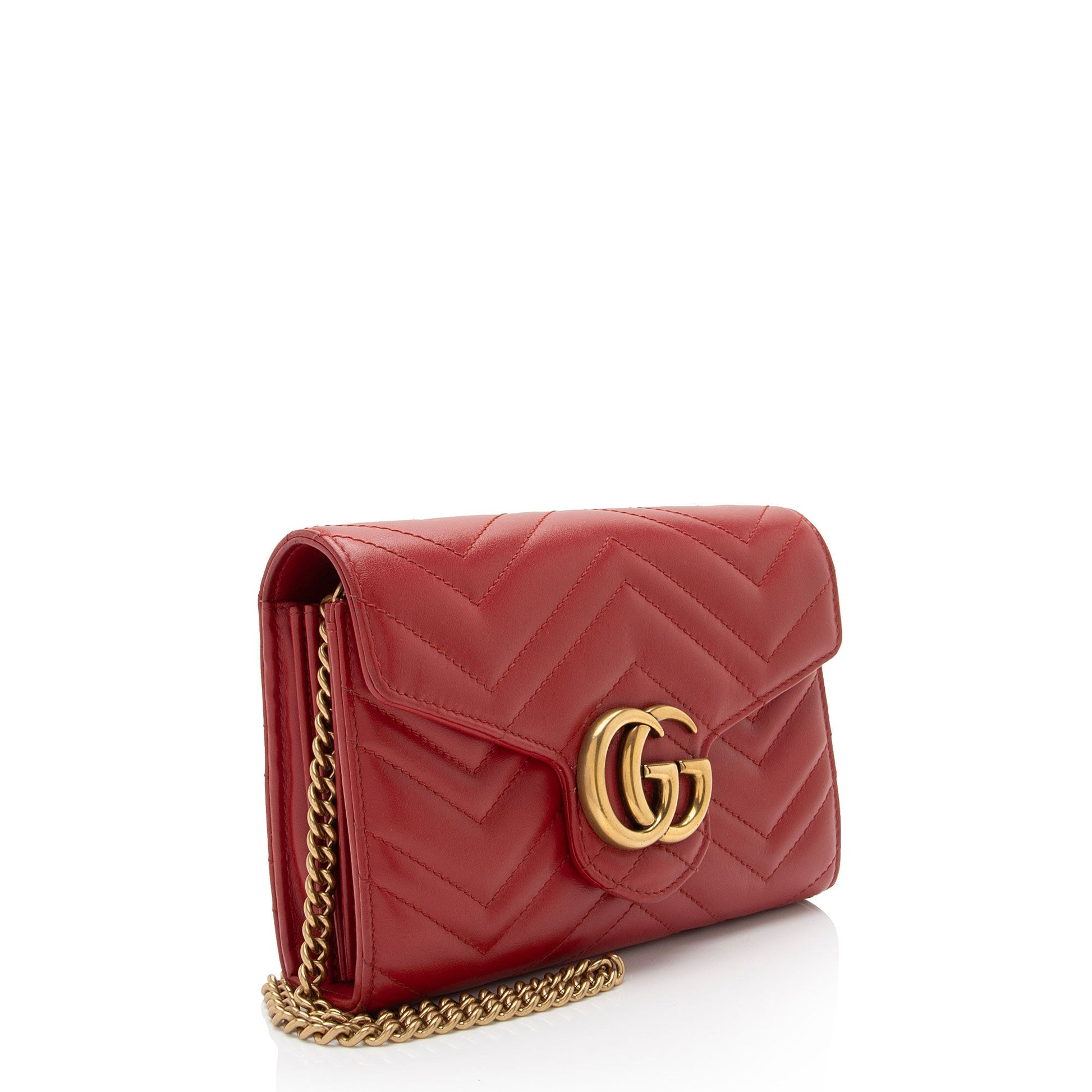 Gucci Matelasse Leather GG Marmont Wallet on Chain