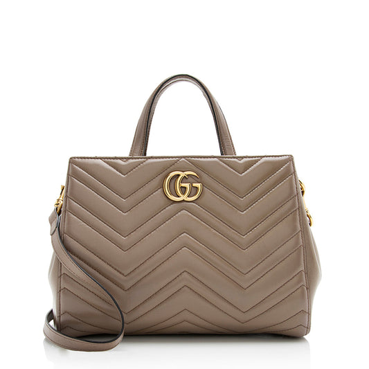Gucci Matelasse Leather GG Marmont Small Satchel - FINAL SALE (SHF-21710)