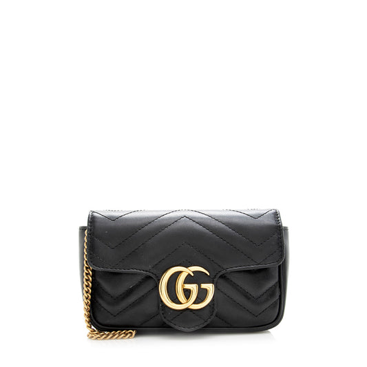 Gucci Matelasse Leather GG Marmont Super Mini Bag (SHF-19165)