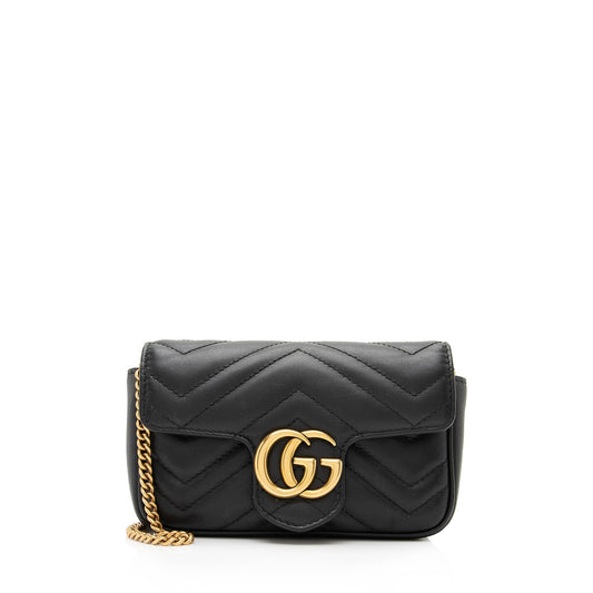 Gucci Matelasse Leather GG Marmont Super Mini Bag (SHF-23608)