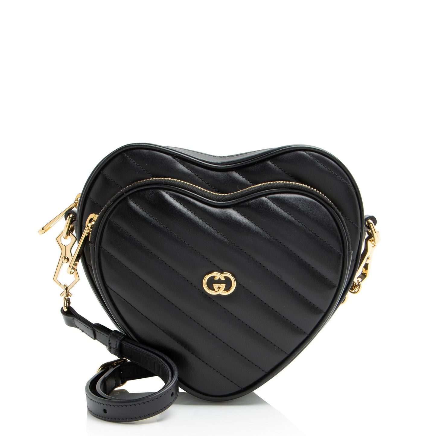 Gucci Matelasse Leather Interlocking G Heart Mini Shoulder Bag
