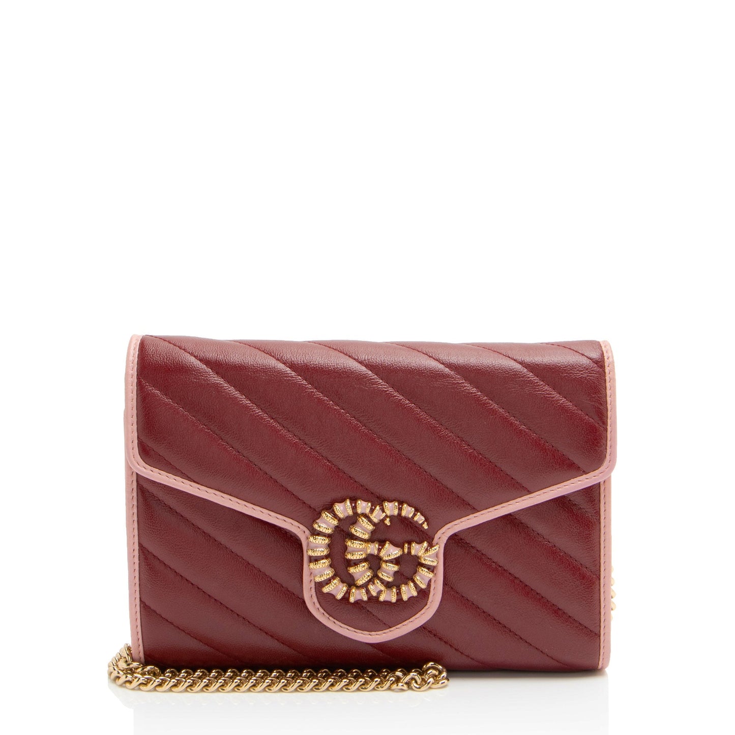 Gucci Matelasse Leather Crystal Torchon GG Marmont Mini Chain Bag