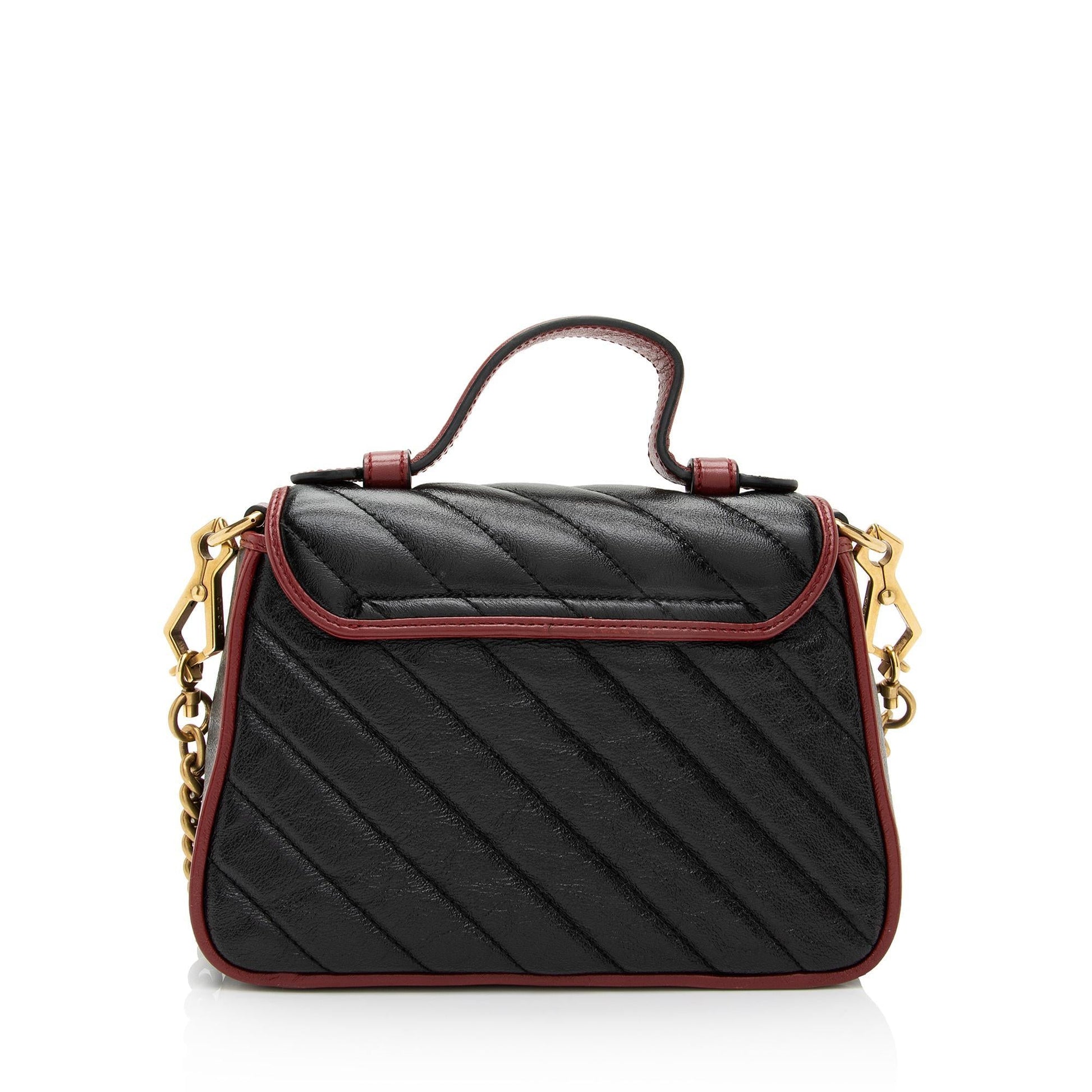 Gucci Matelasse Leather Torchon GG Marmont Mini Top Handle Bag (SHF-bIyeeK)