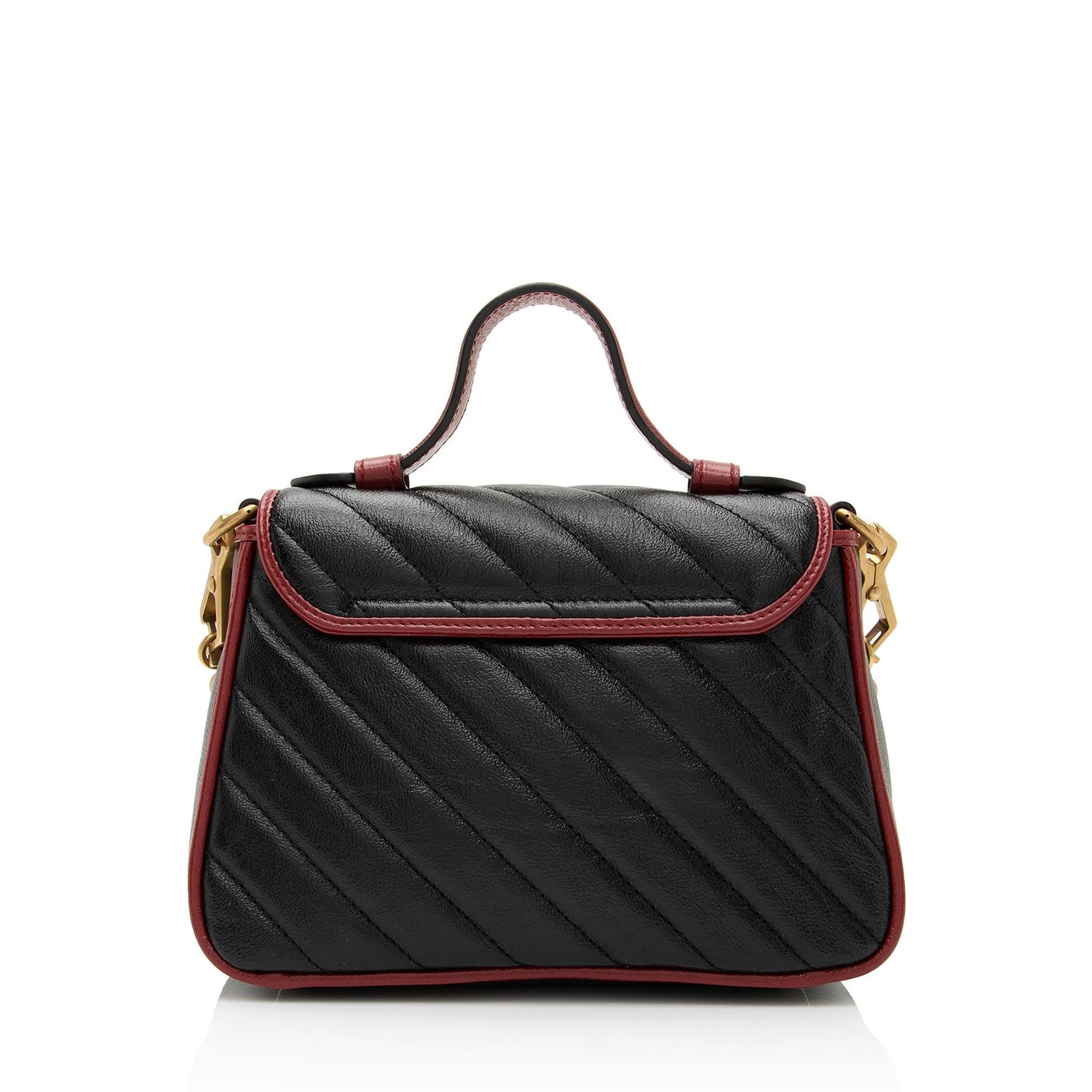 Gucci Matelasse Leather Torchon GG Marmont Mini Top Handle Bag (SHF-TofIot)