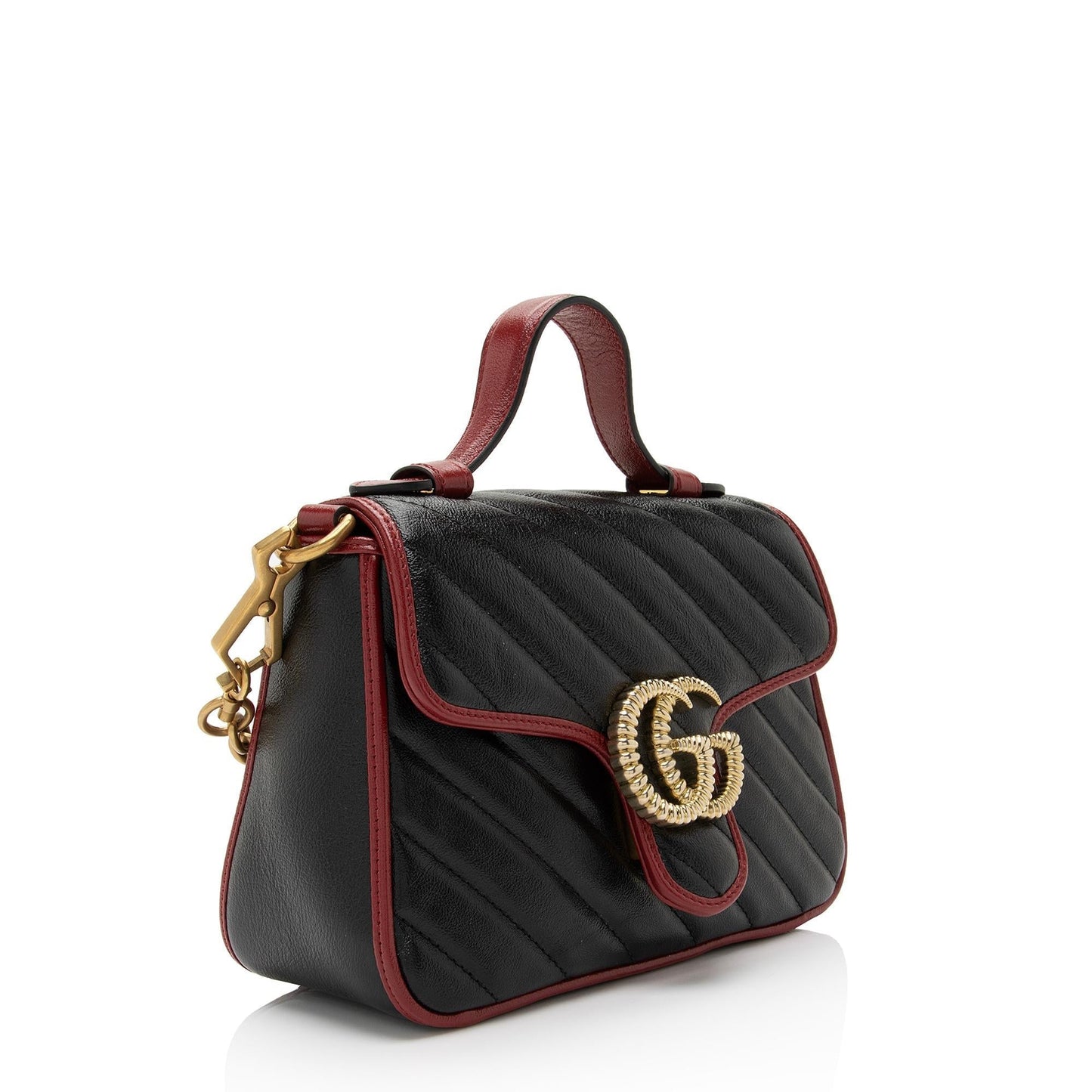 Gucci Matelasse Leather Torchon GG Marmont Mini Top Handle Bag (SHF-TofIot)