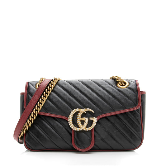Gucci Matelasse Leather Torchon GG Marmont Small Shoulder Bag (SHF-23396)