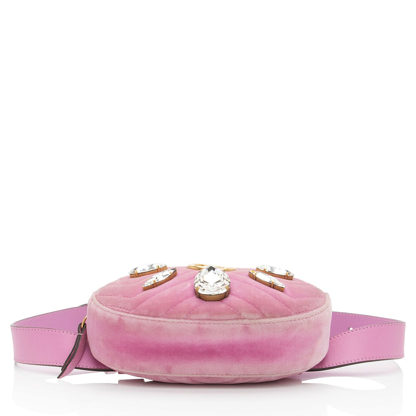 Gucci Matelasse Velvet Crystal GG Marmont Belt Bag - Size 34 / 85