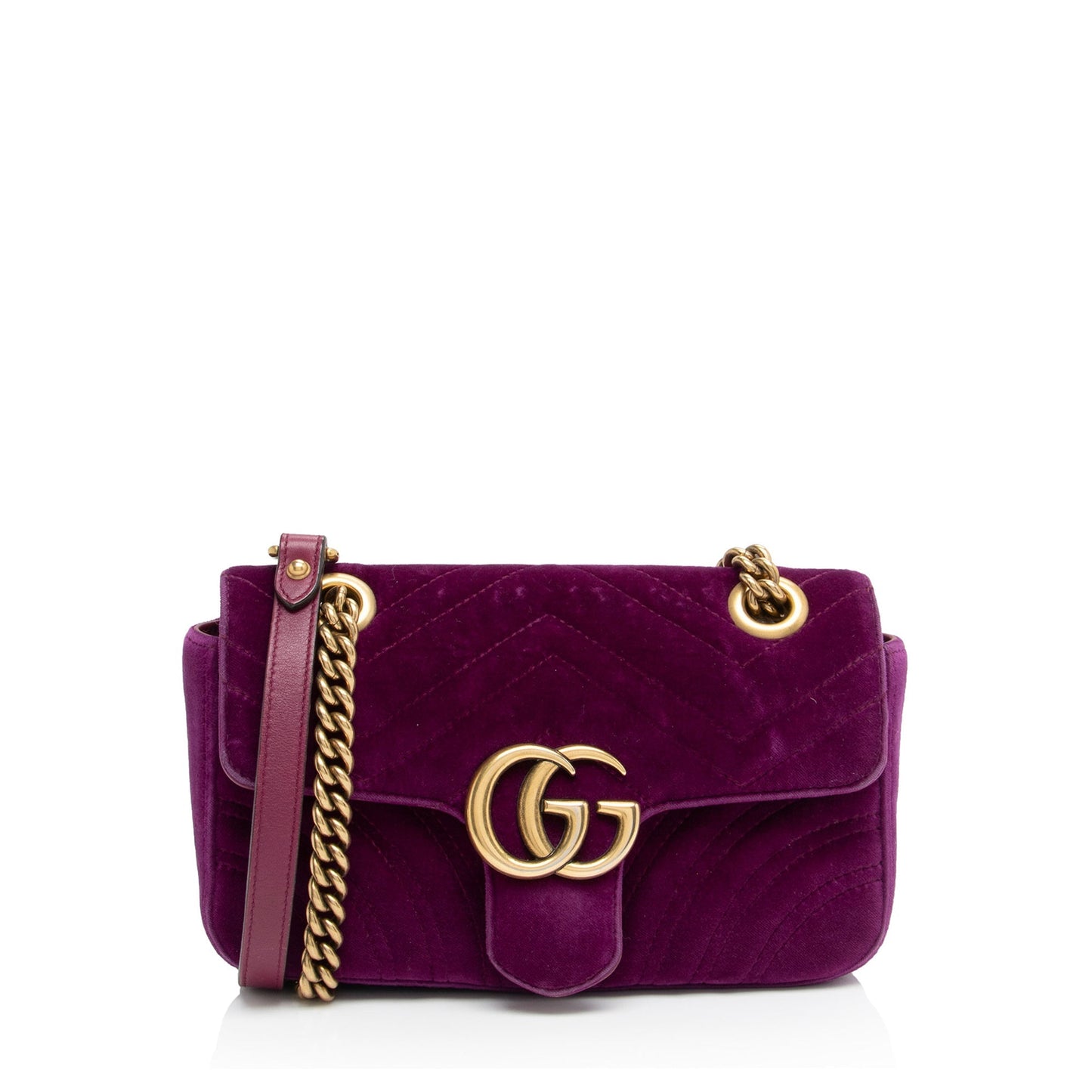 Gucci Matelasse Velvet GG Marmont Mini Flap Bag (SHF-dH4gBl)