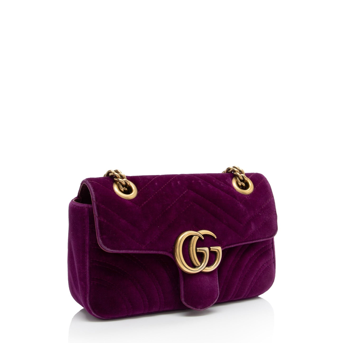 Gucci Matelasse Velvet GG Marmont Mini Flap Bag (SHF-dH4gBl)