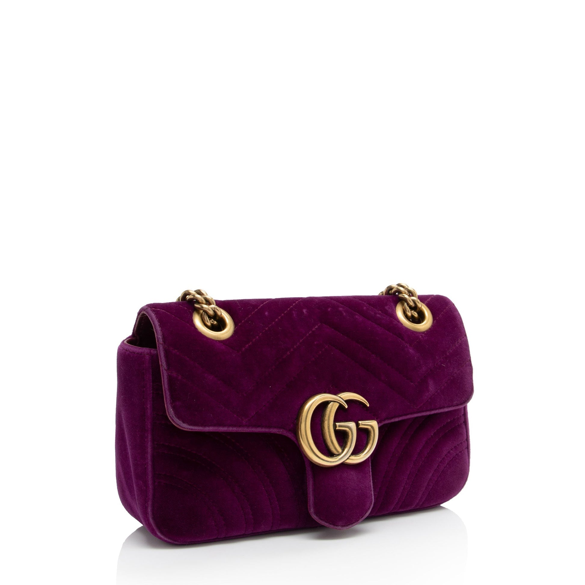 Gucci Matelasse Velvet GG Marmont Mini Flap Bag (SHF-dH4gBl)