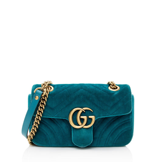 Gucci Matelasse Velvet GG Marmont Mini Shoulder Bag (SHF-22901)