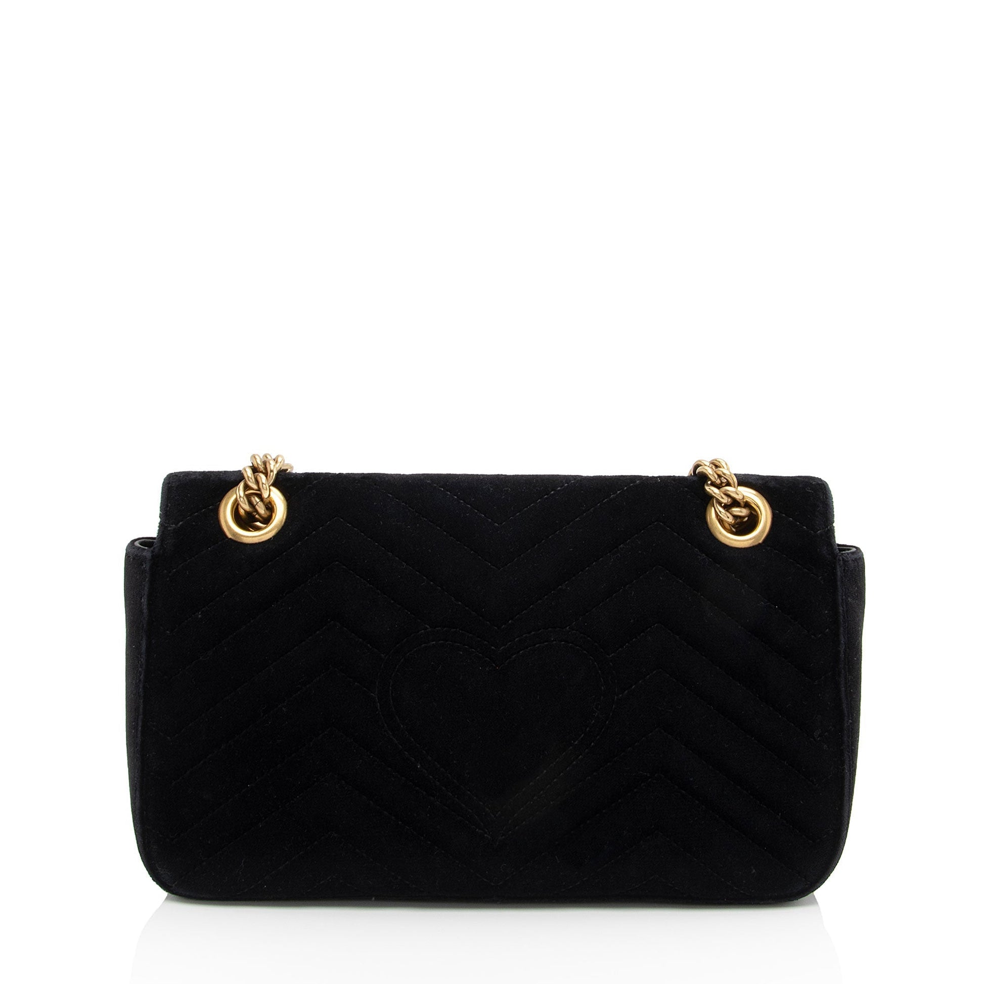 Gucci Matelasse Velvet GG Marmont Small Flap Shoulder Bag (SHF-cGU4RL)