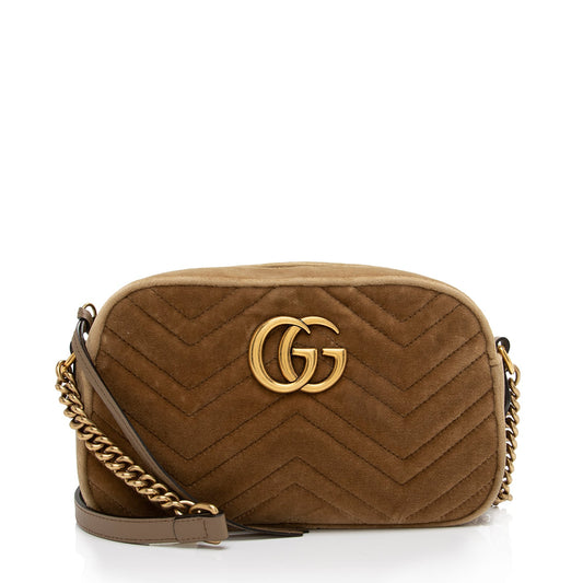 Gucci Matelasse Velvet GG Marmont Small Shoulder Bag (SHF-)