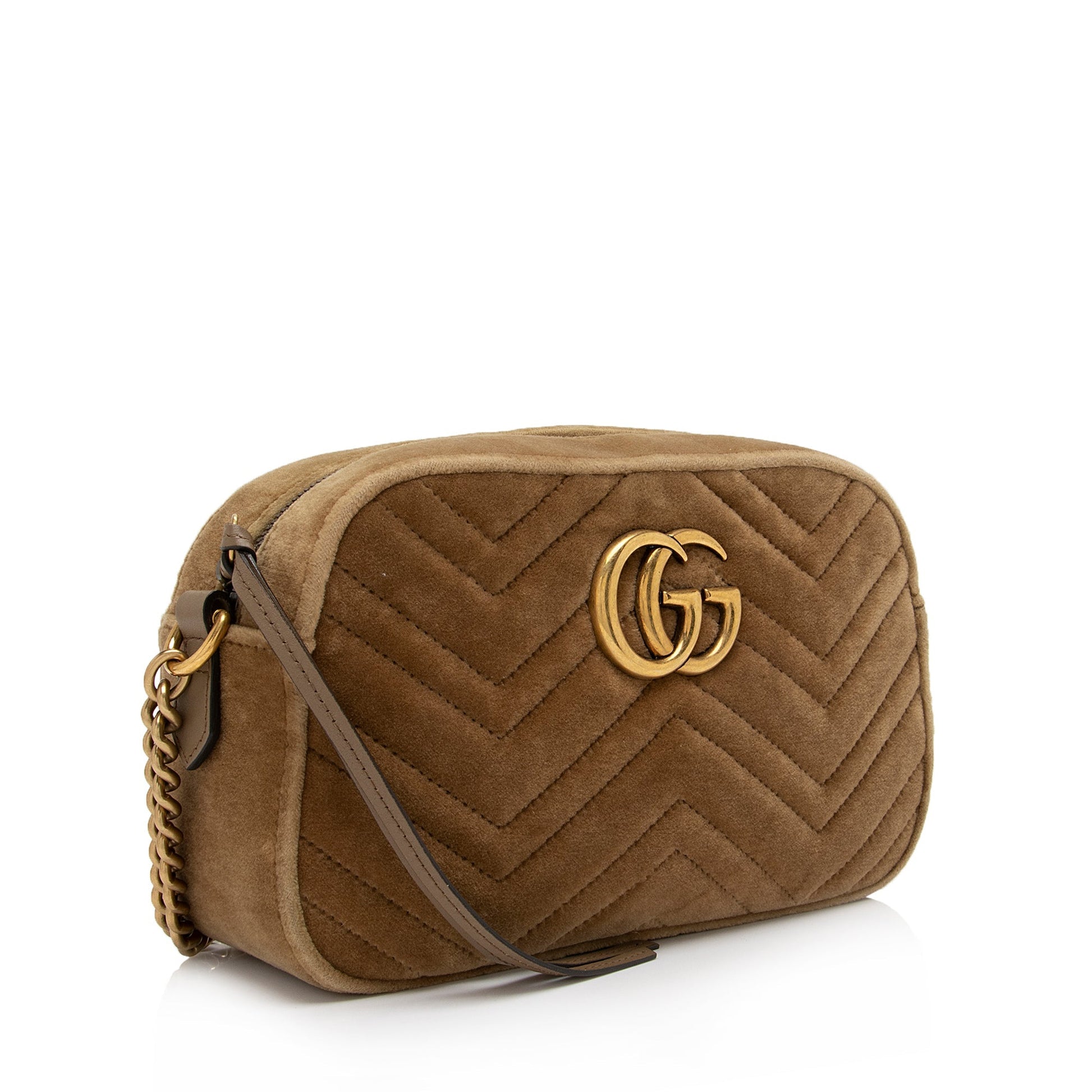 Gucci Matelasse Velvet GG Marmont Small Shoulder Bag (SHF-)