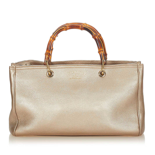 Gucci Medium Bamboo Shopper Leather Satchel (SHG-32499)