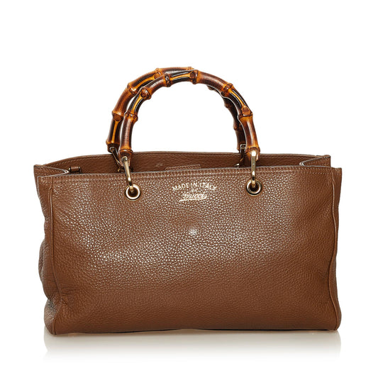 Gucci Medium Bamboo Shopper Leather Satchel (SHG-34935)