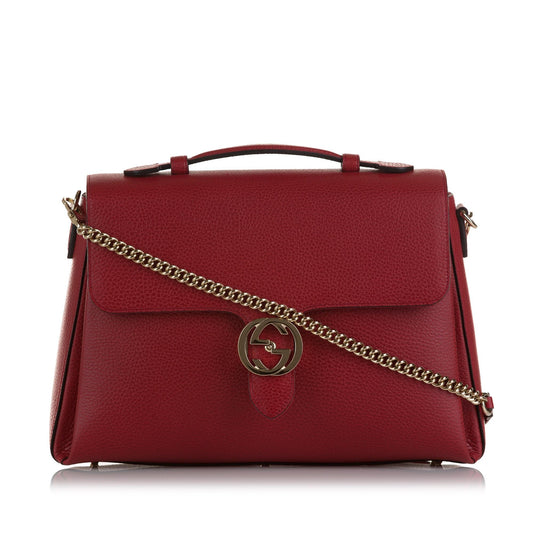 Gucci Medium Dollar Calf Interlocking G Satchel (SHG-sMohDR)