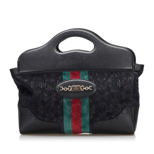 Gucci Medium Embossed Horsebit Velvet Punch Tote (SHG-LahSsr)
