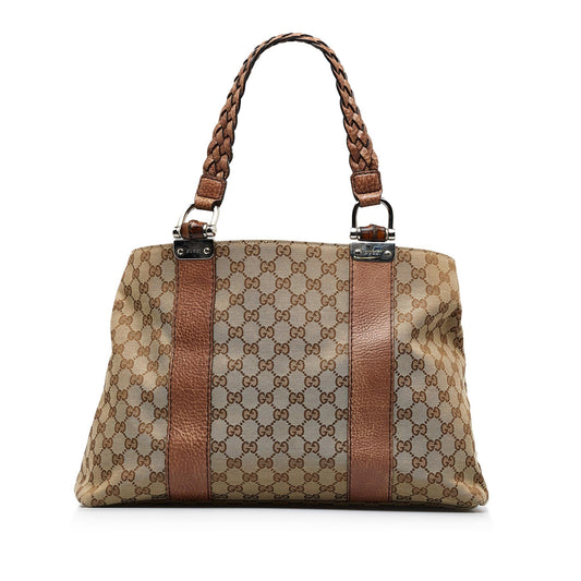 Gucci Medium GG Canvas Bamboo Bar Tote (SHG-)