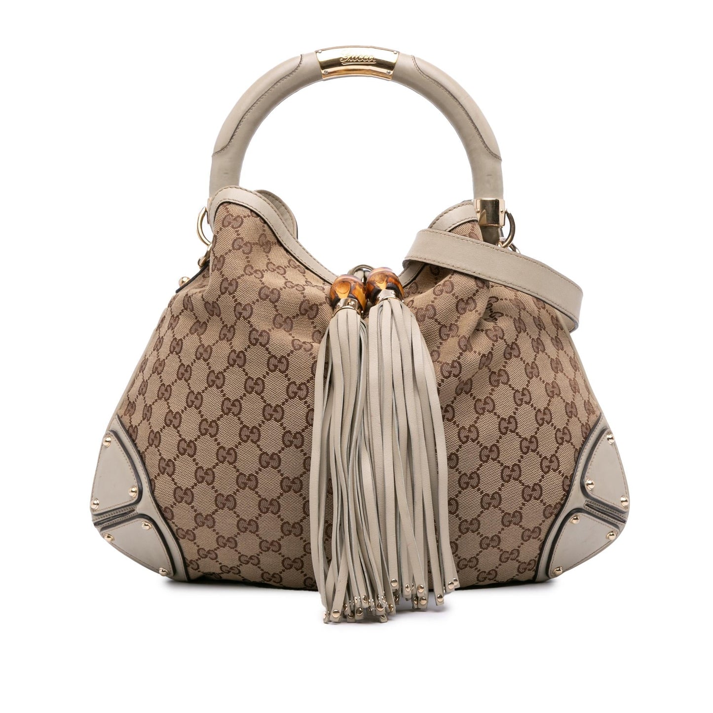 Gucci Medium GG Canvas Bamboo Indy Hobo
