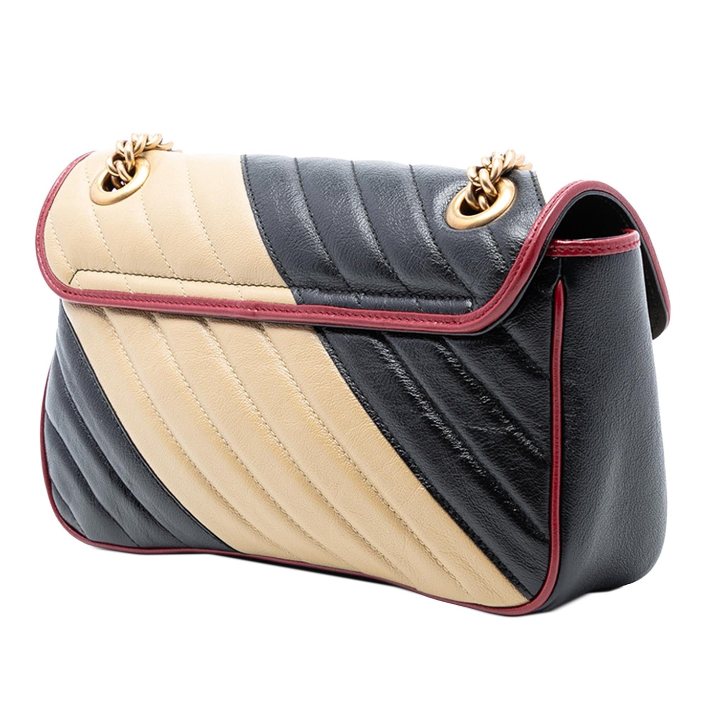 Gucci Medium GG Marmont Bicolor Matelasse Diagonal Leather Torchon Shoulder Bag