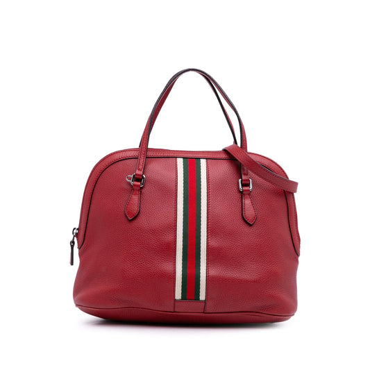 Gucci Medium Leather Web Dome Satchel