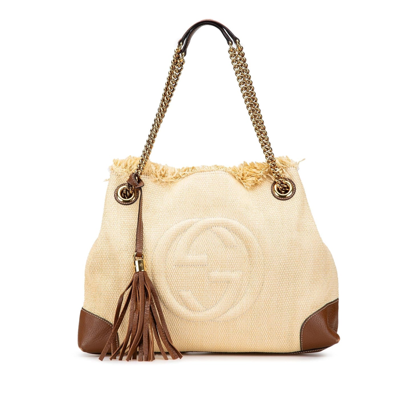 Gucci Medium Raffia Soho Chain Tote