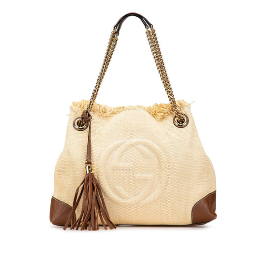 Gucci Medium Raffia Soho Chain Tote