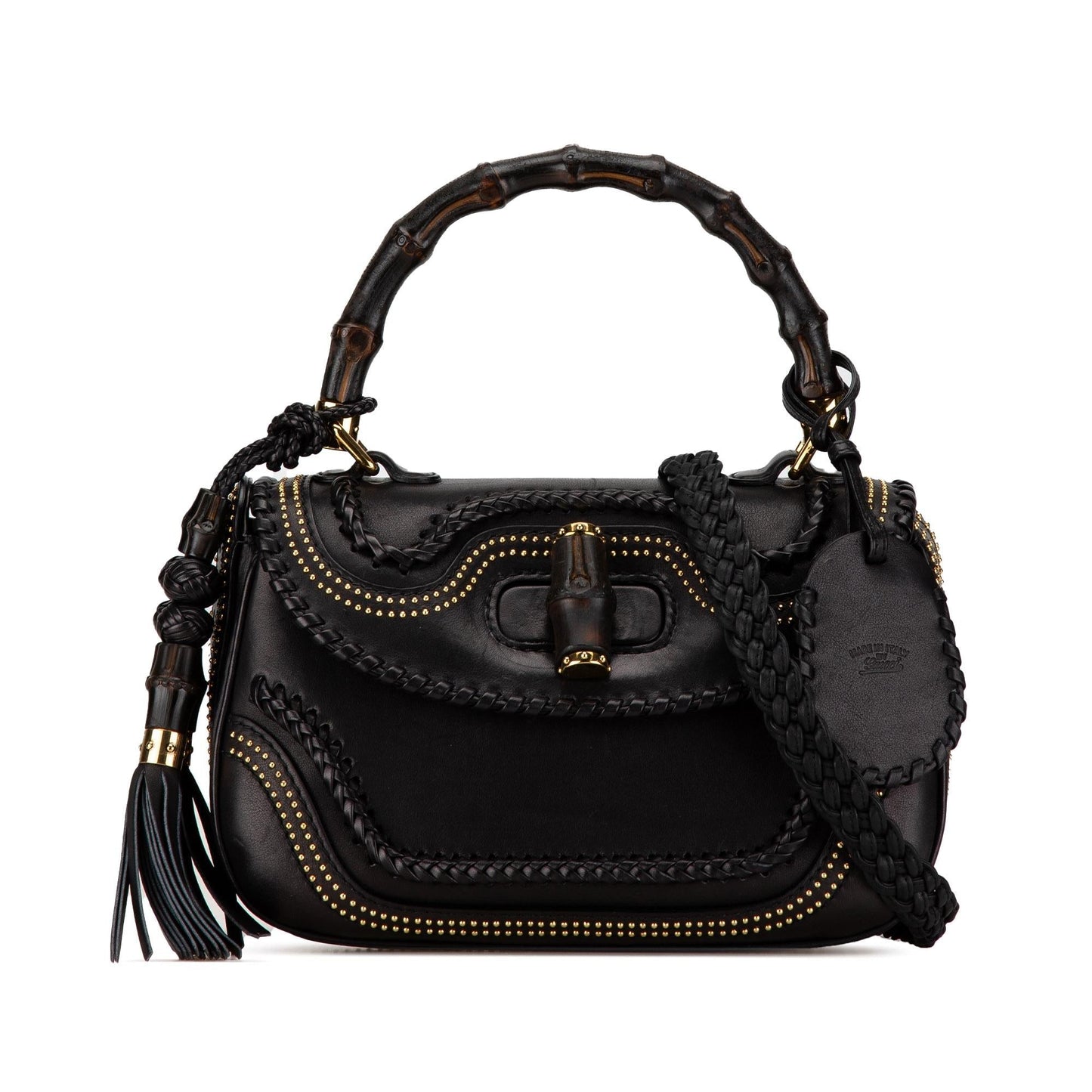 Gucci Medium Studded New Bamboo Tassel Satchel (SHG-QZ6Rq6)