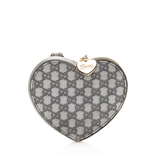 Gucci Metallic Guccissima Heart Coin Pouch (SHF-19887)