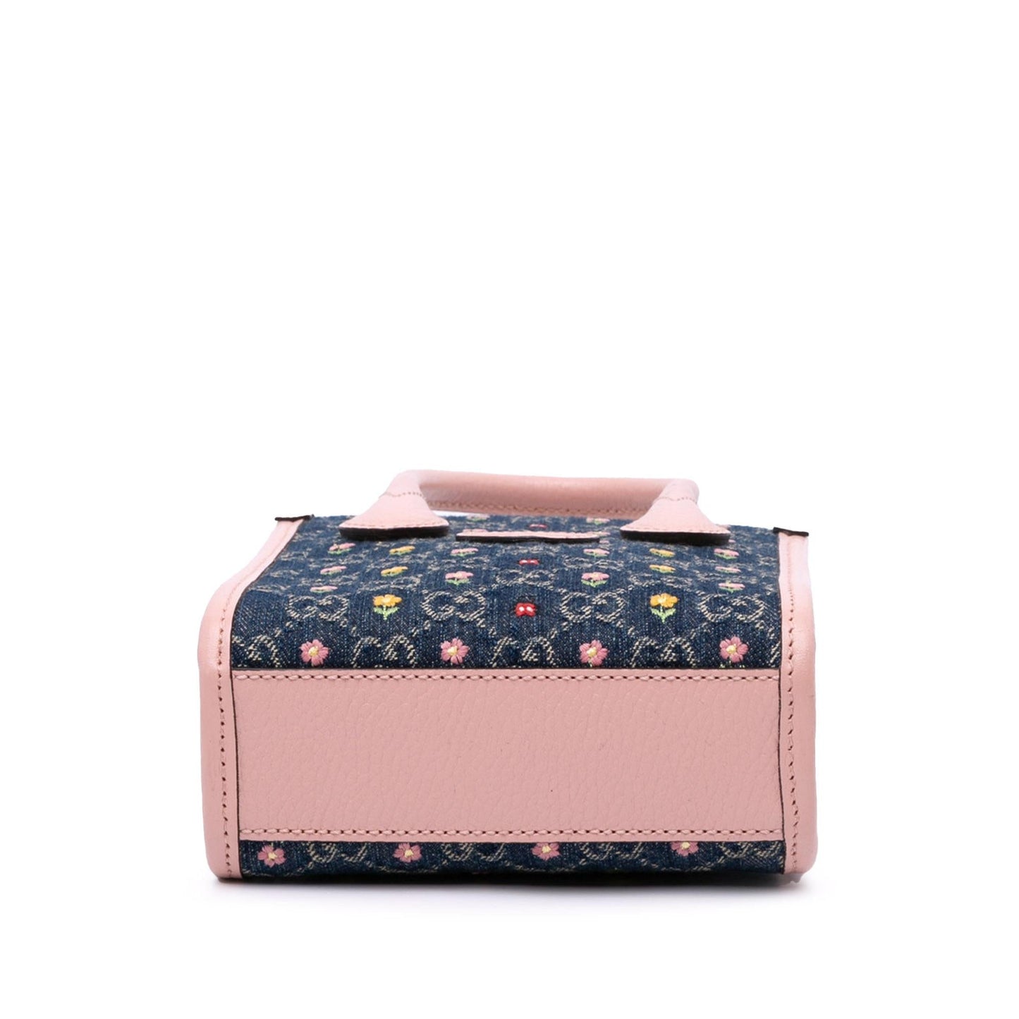 Gucci Mini GG Denim Interlocking G Flowers Tote