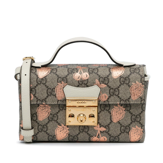 Gucci Mini GG Supreme Berry Padlock Satchel (SHG-0xk6RT)