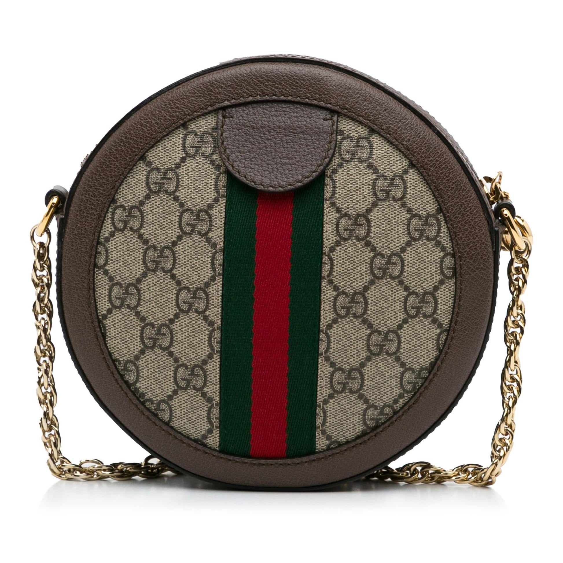 Gucci Mini GG Supreme Round Ophidia Crossbody (SHG-aFu3qu)