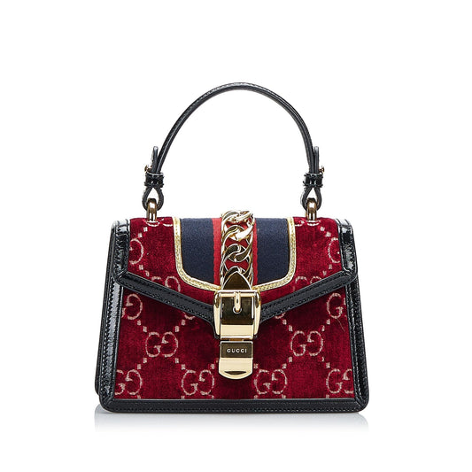 Gucci Mini GG Velvet Sylvie Satchel (SHG-DMuxoM)