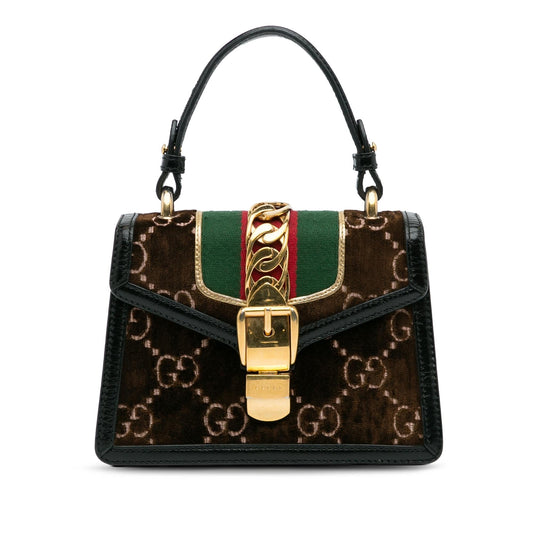 Gucci Mini GG Velvet Sylvie Satchel (SHG-f0os8k)