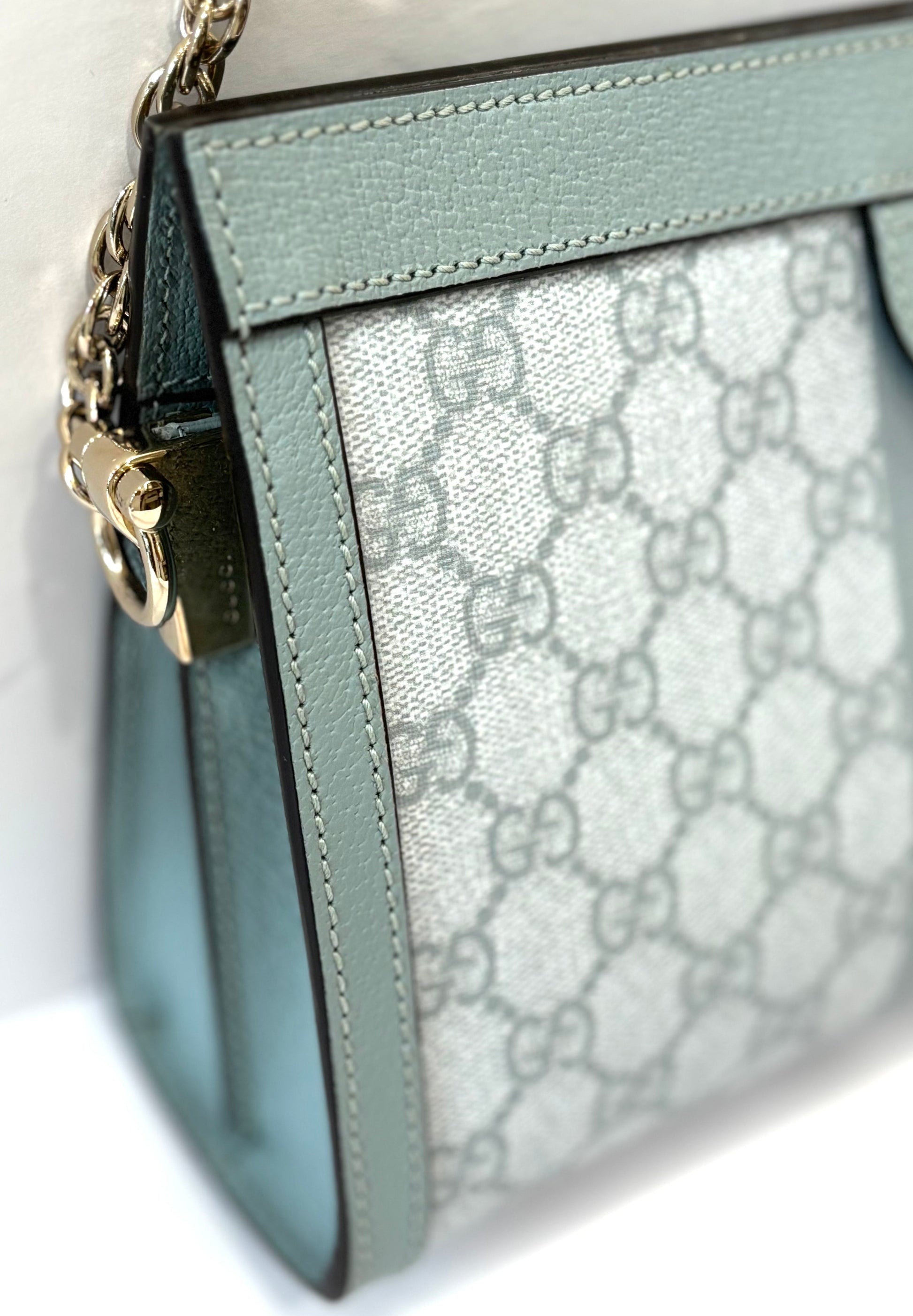 GUCCI GG SUPREME OPHIDIA SMALL SHOULDER CHAIN BAG IN BLUE HOTSELL