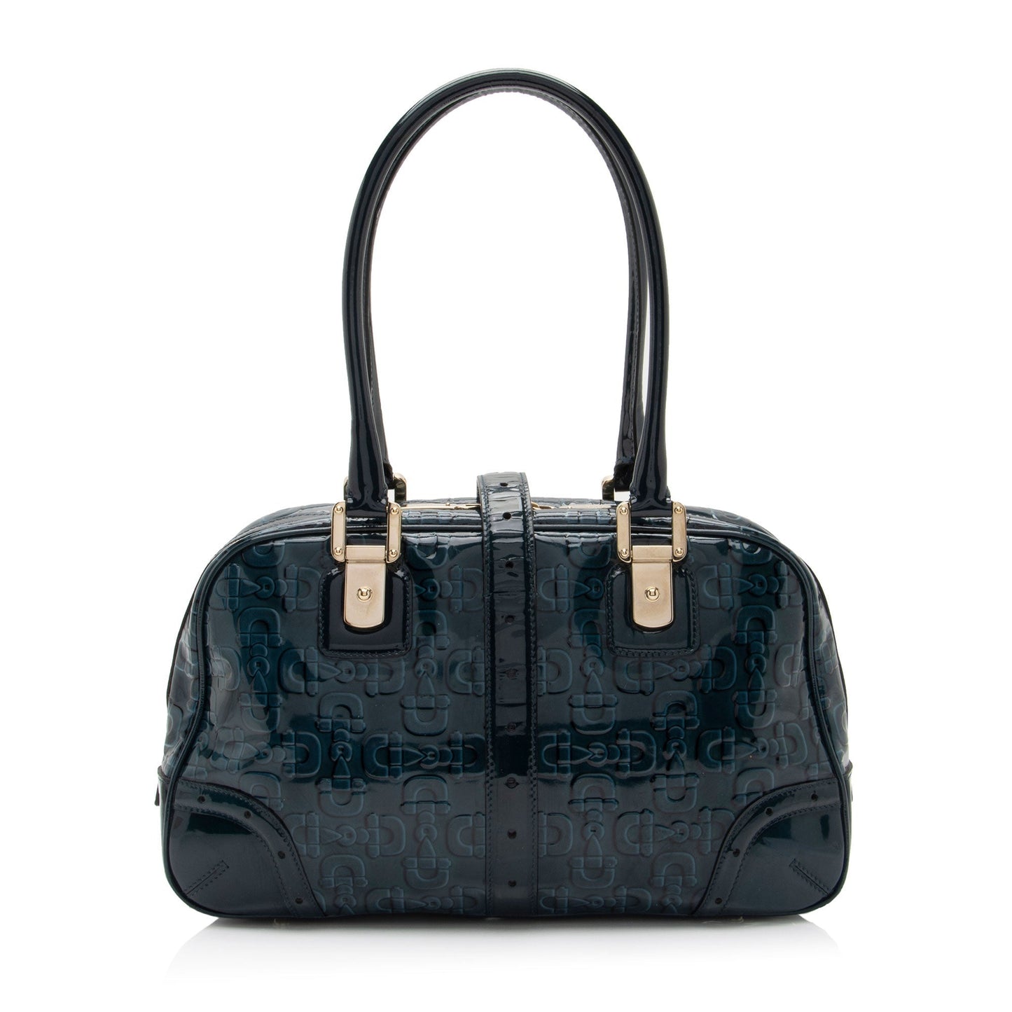 Gucci Embossed Horsebit Patent Leather Satchel