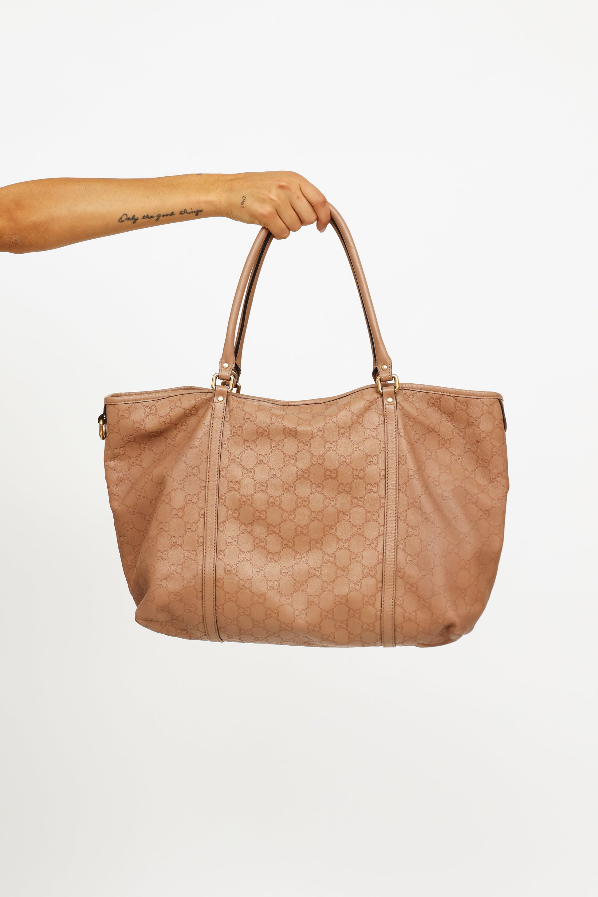 Gucci Guccissima Pink Leather Monogram Tote